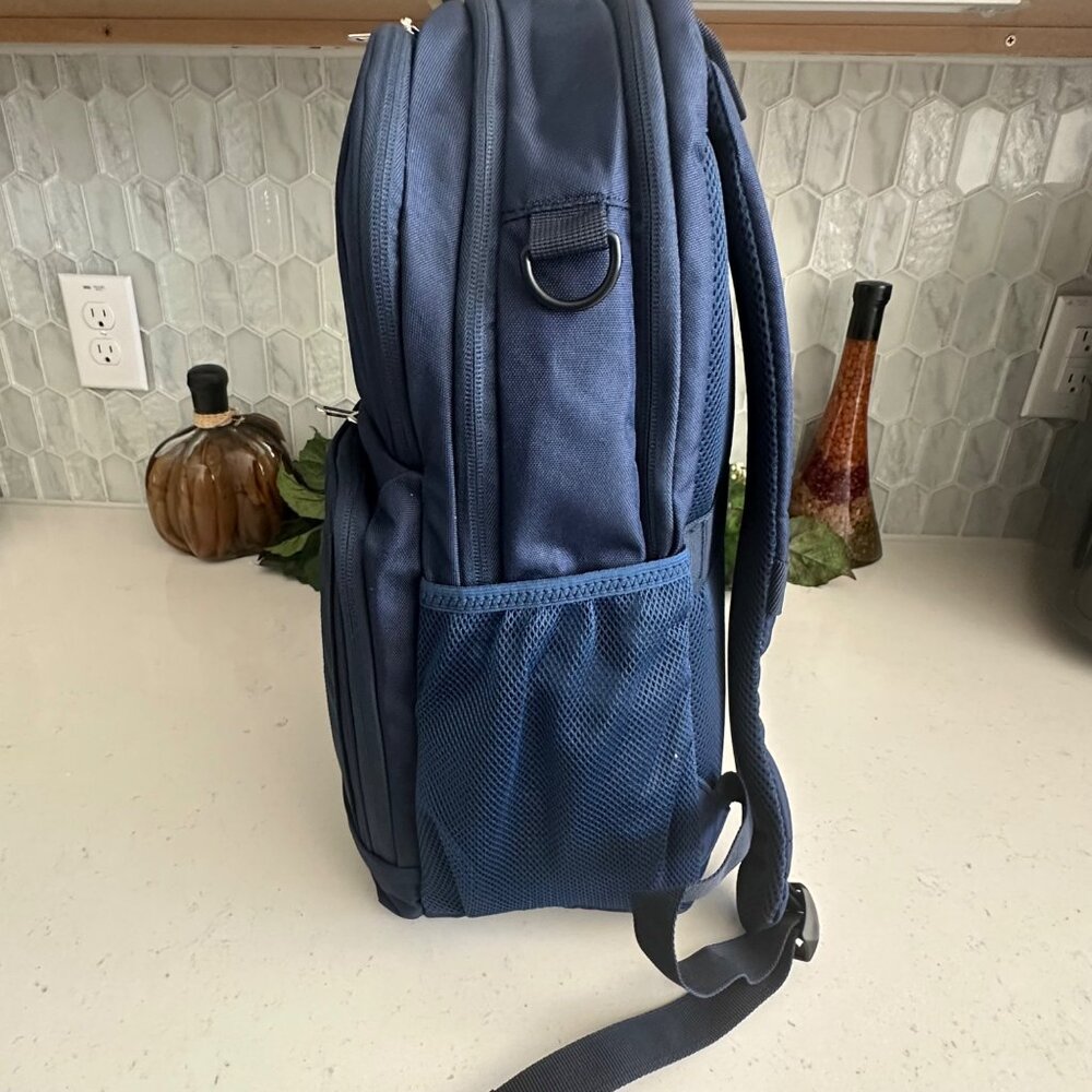 Bella Russo Navy Blue Backpack With Multiple Pockets & Mesh Side Compartments Fo - Picture 6 of 9